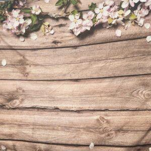 Fotobox Holz mit Blumen Hintergrund